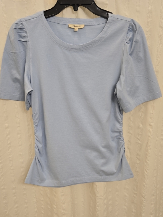 Madewell Tops - Madewell Pale Blue Short Sleeve Ruched Tee